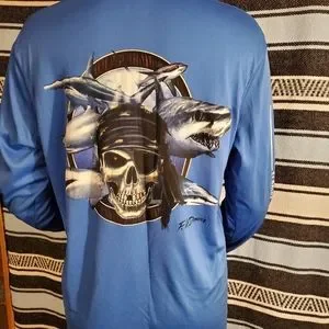 T-shirt FH Davis Fish N Bait Gris - Taille L, Occasion Très Bon état, Motif Pêche